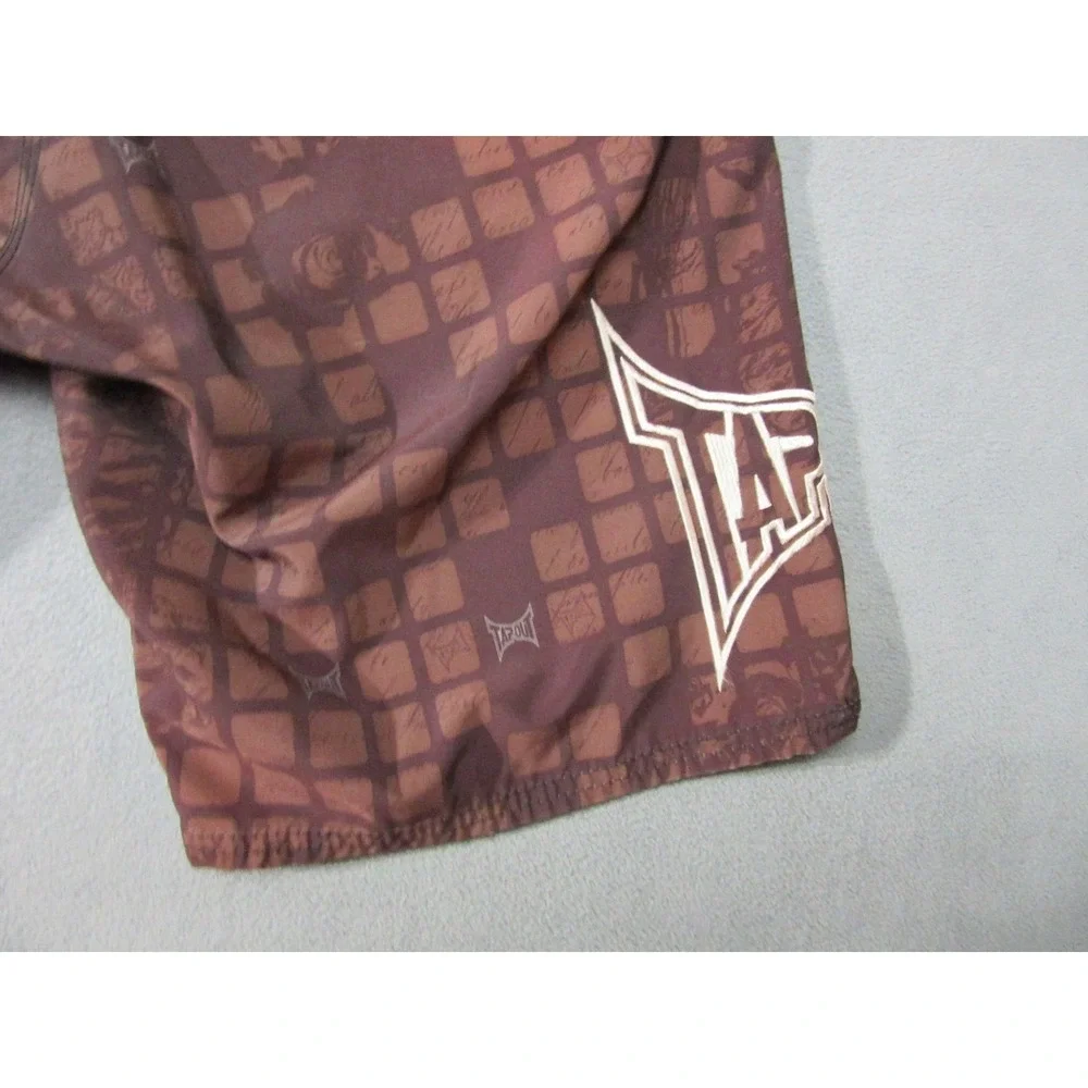 Tapout Shorts Mens Large Brown Check UFC MMA Board Drawstring Jiu Jitsu Y2K